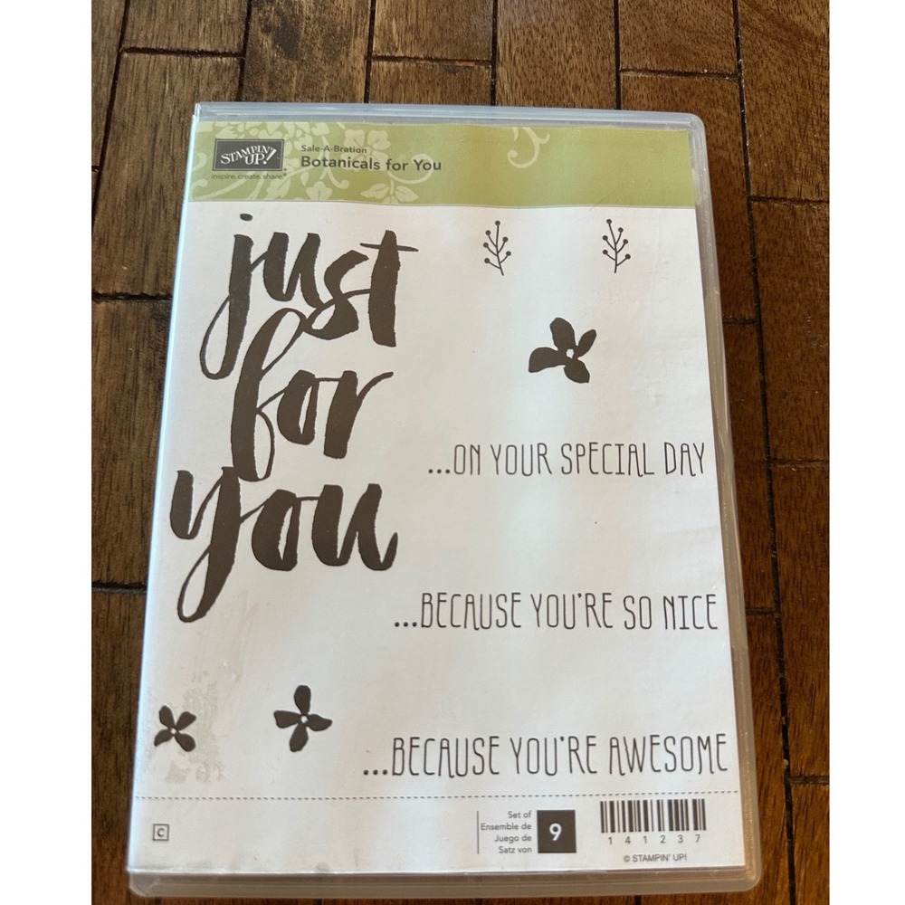Stampin Up Botanicals For‎ You Sale-A-Bration Cling Rubber Stamp Set 141237 9pc
